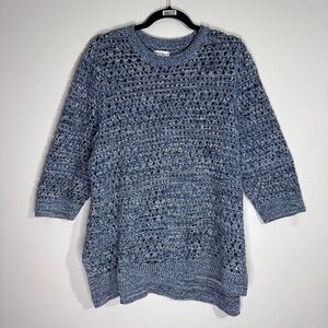 ✨ Croft & Barrow Plus Size Open Knit Cotton Tunic Sweater 2X Blue
